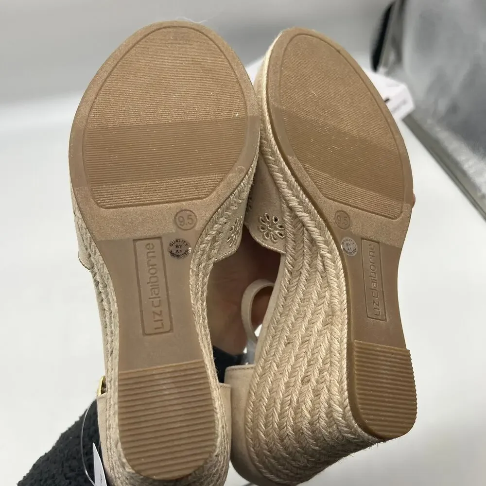 Liz Claiborne Morgan Women's Wedge Heels Cream Sand Size 9.5M